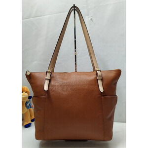 Michael Kors Jet set Brown Pebbled Leather Pockets Zipper Tote Shoulder Bag